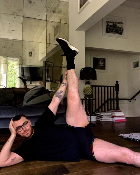 Smith stretching at his house.